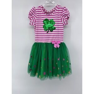 Bonnie Jean‎ Girls Size 5 St. Patrick's Day Dress Striped Shamrock Tutu